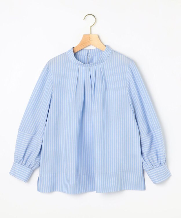 組曲 S リヨセルシャーティングハイネック ブラウス サックスブルーストライプ系1