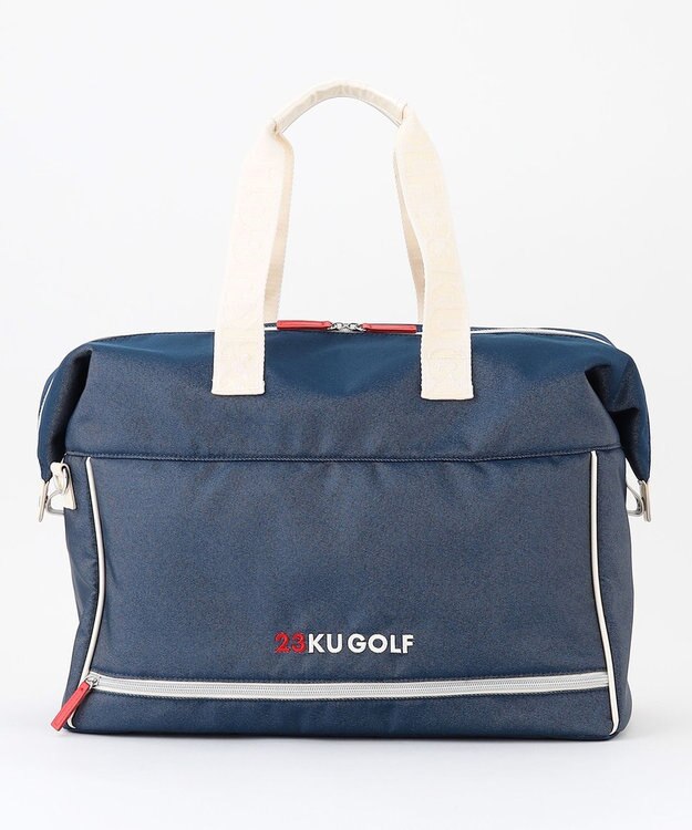 23区GOLF シューズ収納付【UNISEX】合皮×デニム調ボストンバッグ ネイビー系