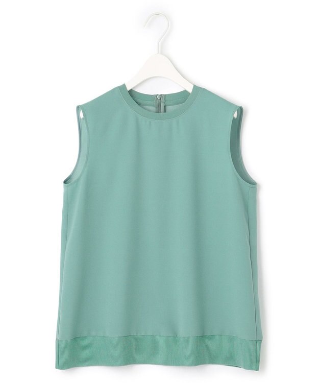 ICB 【洗える】FluidBackSatin ノースリーブプルオーバー セラドン系