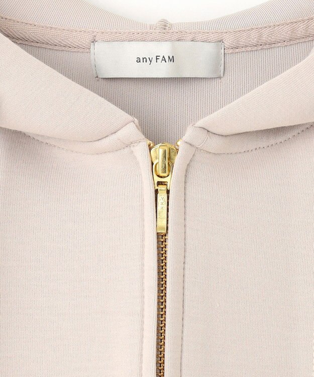 ANY L 【洗濯機可】ダンボールフレンチスリーブ ジップアップパーカー サンドベージュ