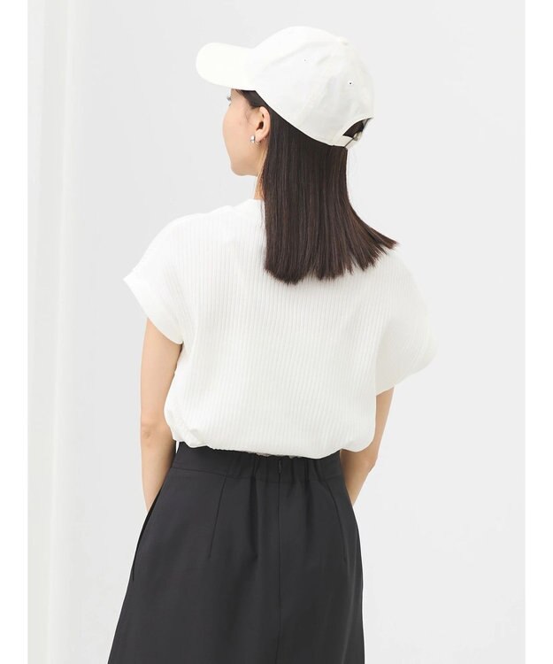 earth music&ecology フレンチスリーブリブプルオーバー Off White