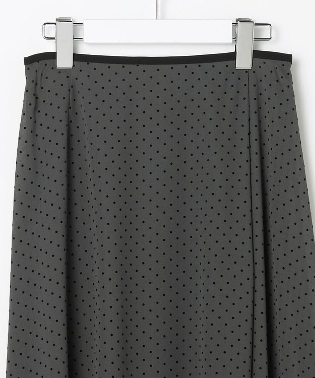 J.PRESS LADIES 【洗える】ドットフロッキープリント フレア スカート スレートベース系