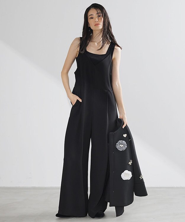 自由区 L 【セットアップ対応・洗える】トリアセダブルクロス コンビネゾン ブラック