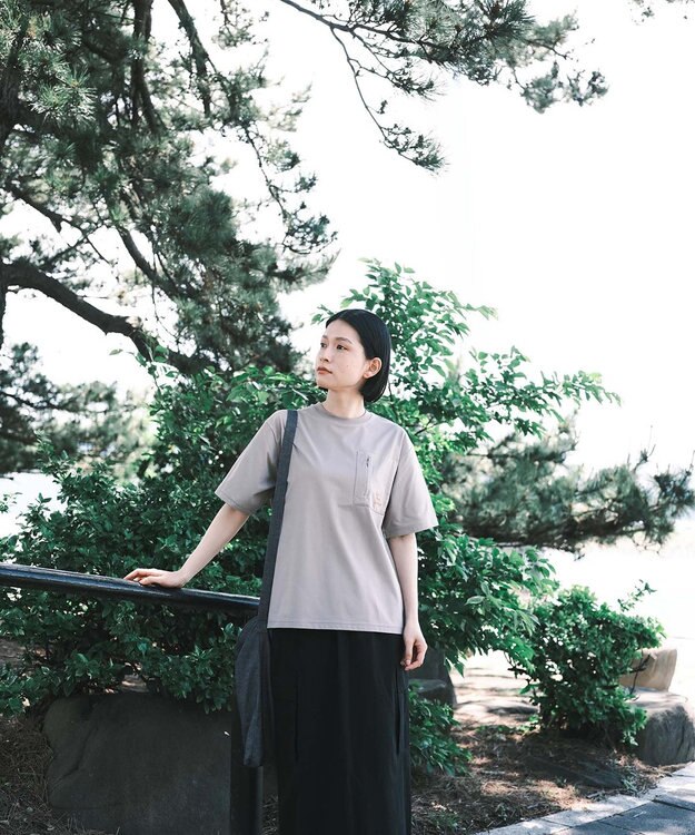 SHARE PARK LADIES 【UVカット・吸水速乾・ストレッチ・軽量 】バックプリントポケットTシャツ（S・Mサイズ） グレー系