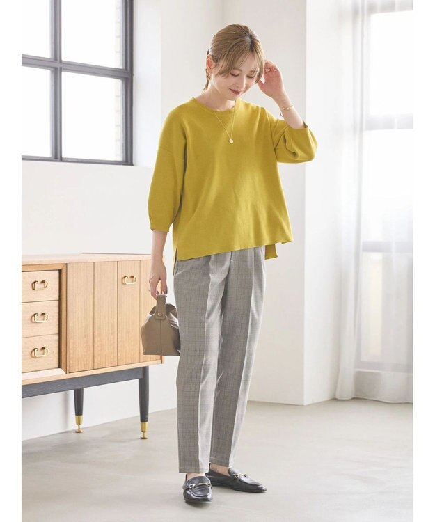 AMERICAN HOLIC ５分袖タックスリーブニットプルオーバー Mustard