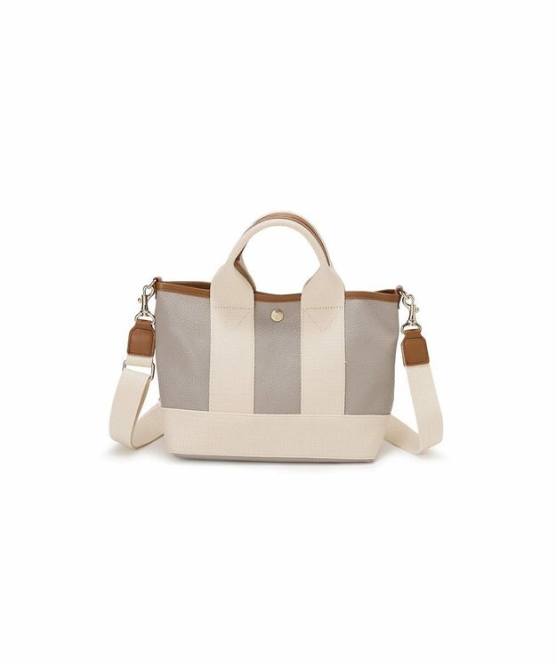 TOPKAPI 【Breath TOPKAPI】スコッチグレイン ネオレザー ミニ トート バッグ ショルダー付き S ライトグレー