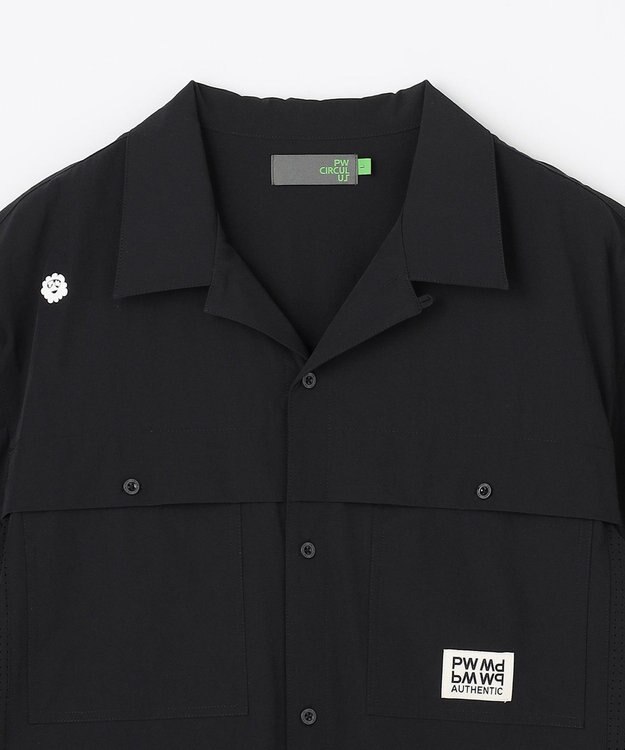 PW CIRCULUS 【MEN】ダブルポケットサファリシャツ ゴルフ ブラック系