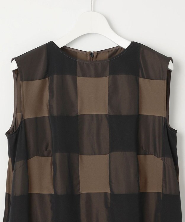 【自由区】今季 完売 ブロンズチェックジャガードワンピース　32 XSサイズ相当 洗える】ブロンズチェックジャガード ワンピース / 自由区 S