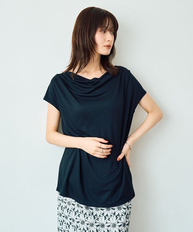 YECCA VECCA 【接触冷感】ドレープカットトップス Black