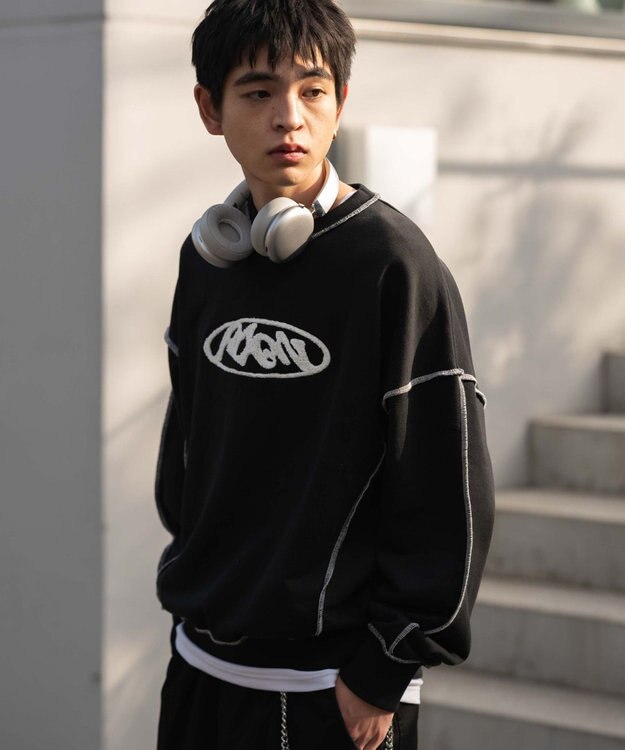 WEGO 【ユニセックス着用ITEM】ショートカラーステッチサガラロゴプルオーバー ブラック