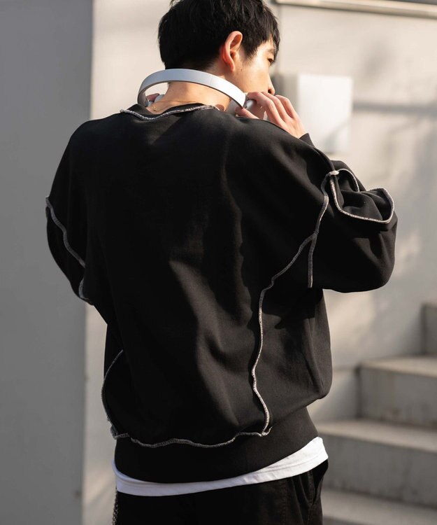 WEGO 【ユニセックス着用ITEM】ショートカラーステッチサガラロゴプルオーバー ブラック