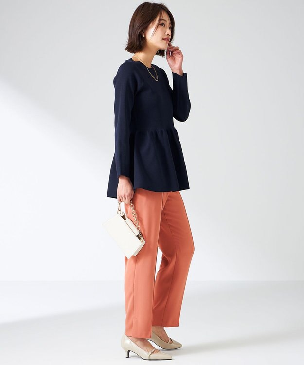 ANY SIS 【洗える】スポンディッシュペプラム ニット ネイビー