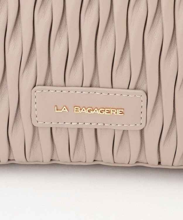 LA BAGAGERIE ランダムプリーツ2WAYハンドバッグ グレージュ