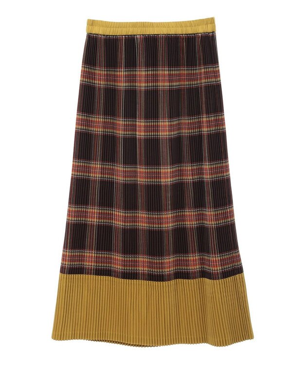 CRAFT STANDARD BOUTIQUE 配色チェックプリーツスカート Orange