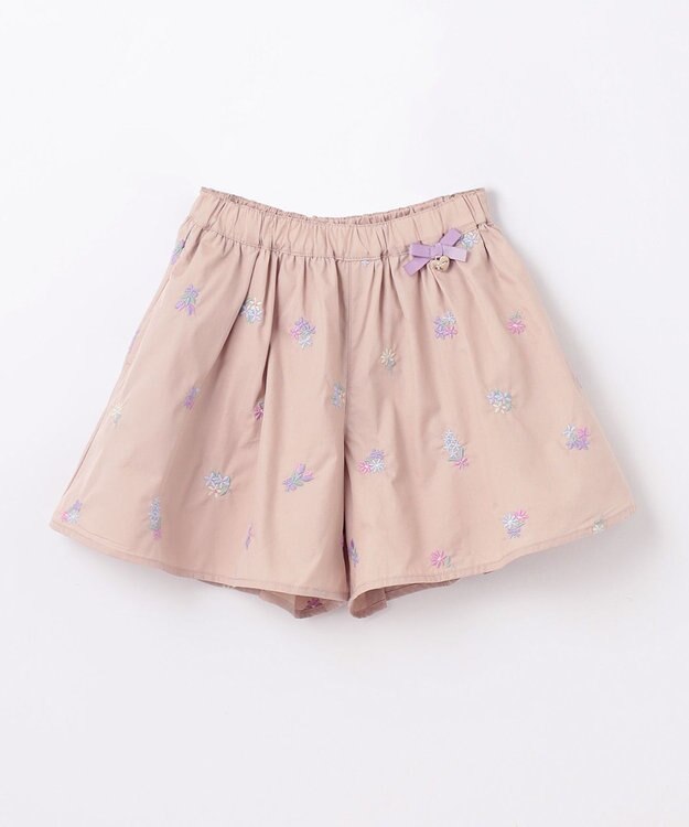 ANY KIDS フラワー 刺繍 キュロット ベージュ