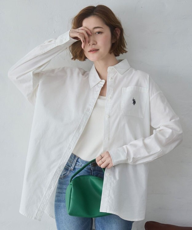 WEGO 【26年春新色登場★】USPOLOBIGシャツ ホワイト