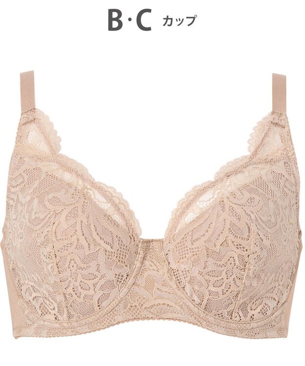 WACOAL ブラジャー フルカップブラ 上胸にフィット 外付けワイヤー ラクなつけごこち 綿混素材(バック) まるみのあるナチュラルシルエット 【EverChic】 レディース BRB284 /ワコール カラシ