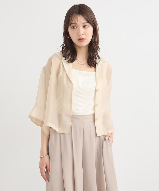 earth music&ecology シアーショートシャツ Light Beige