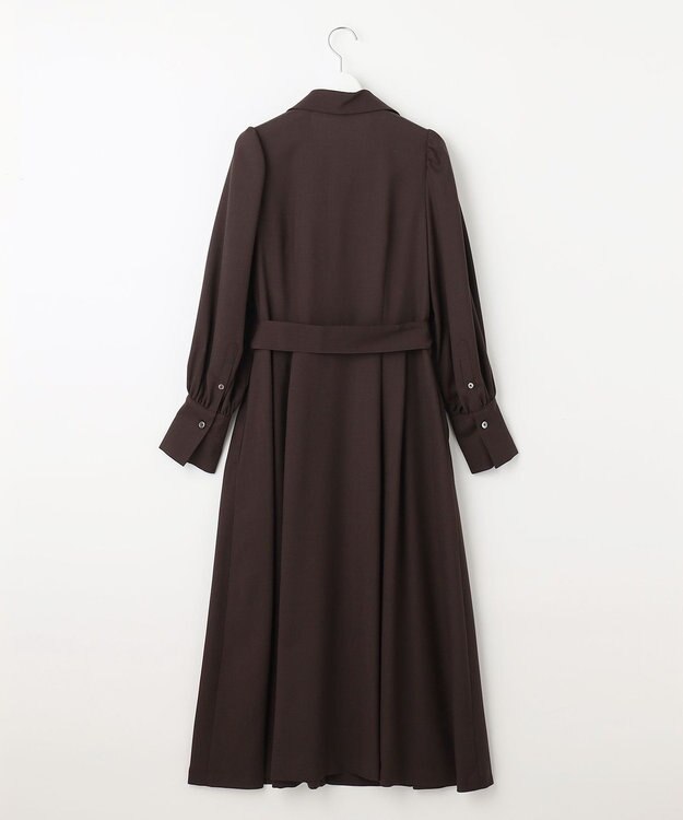 自由区 【洗える】ボリュームスリーブシャツ ドレス ダークブラウン系