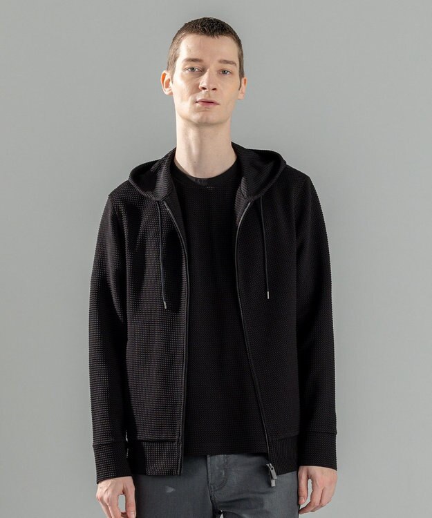 JOSEPH HOMME 新色追加【オリジナル素材/シワになりにくい】ライトタックジャージー ジップアップパーカー ブラック系