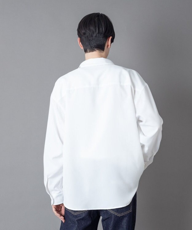 WEGO ワンポイントルーズシャツ（LS） ホワイト