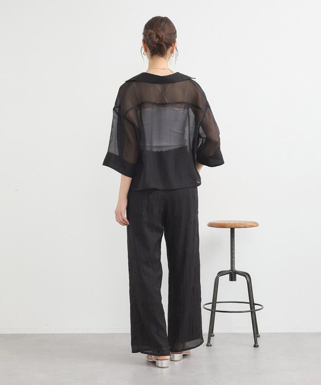 earth music&ecology シアーショートシャツ Black