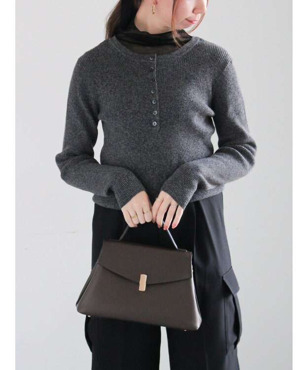 Te chichi ヘンリーネックマーブルニット ブラック