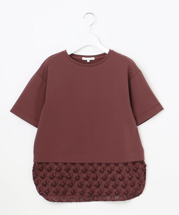 自由区 【カタログ掲載】ジャカードコンビジャージー カットソー ボルドー