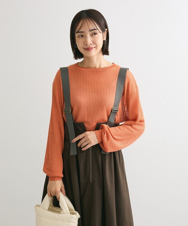 Green Parks ラメシアーリブニットプルオーバー Orange