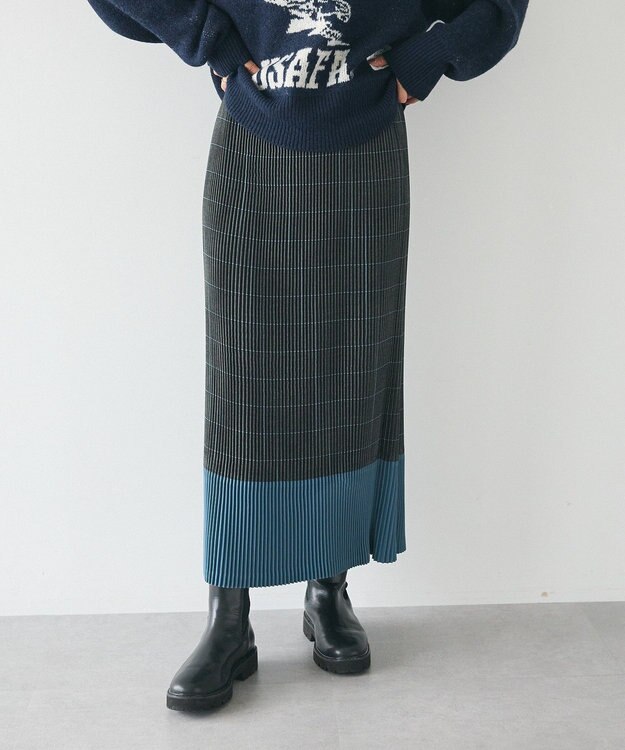 CRAFT STANDARD BOUTIQUE 配色チェックプリーツスカート Gray
