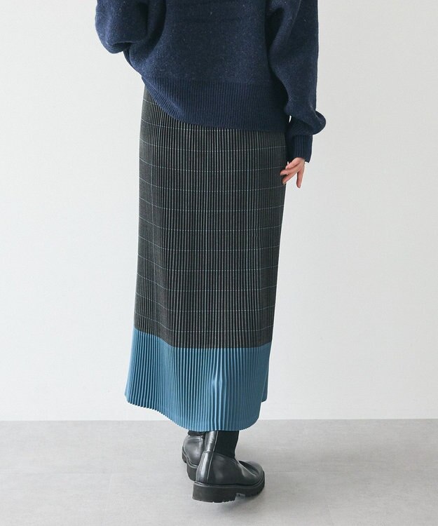 CRAFT STANDARD BOUTIQUE 配色チェックプリーツスカート Gray