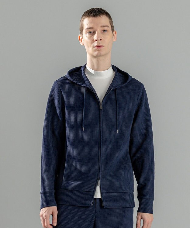 JOSEPH HOMME 新色追加【オリジナル素材/シワになりにくい】ライトタックジャージー ジップアップパーカー ネイビー系