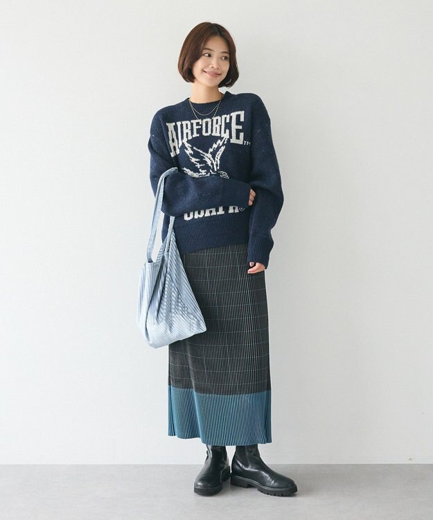 CRAFT STANDARD BOUTIQUE 配色チェックプリーツスカート Gray
