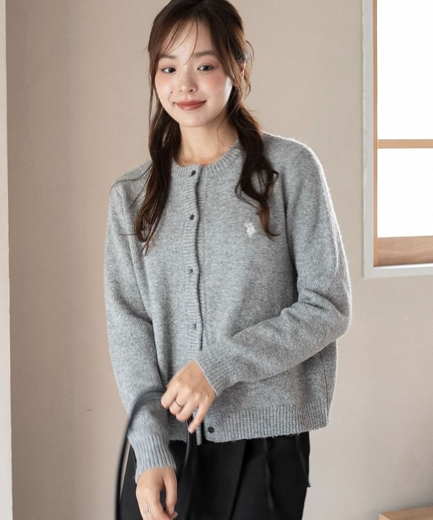 WEGO 【WEB限定/25年秋冬新作】別注USPOLO微起毛カーデ グレー