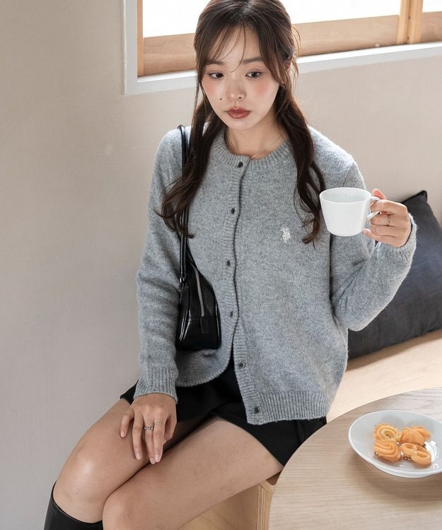 WEGO 【WEB限定/25年秋冬新作】別注USPOLO微起毛カーデ グレー