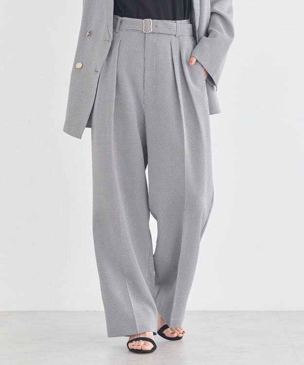 earth music&ecology 【予約】アソートツータックベルトパンツ チェック