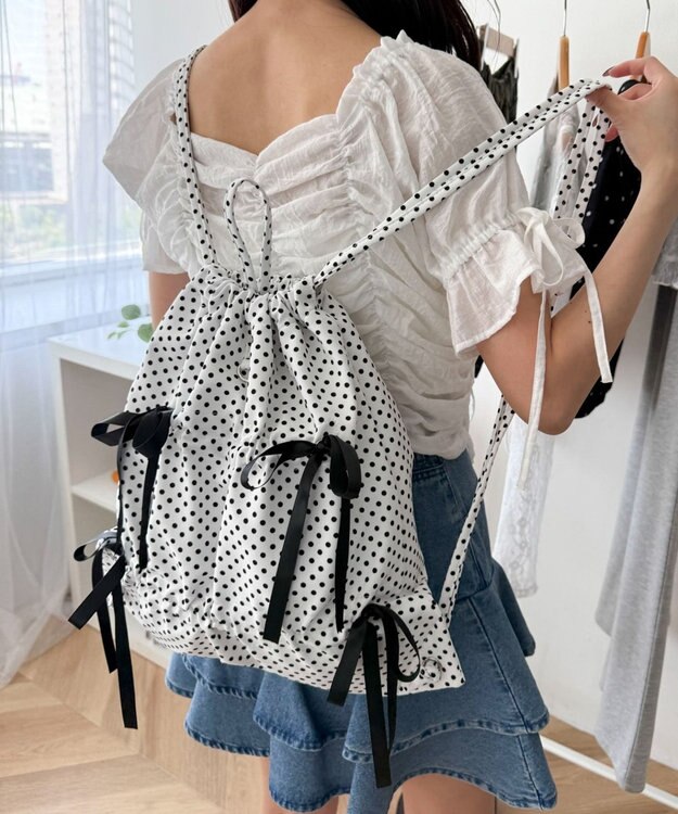 WEGO ドロストリボンギャザーナップサック 柄2