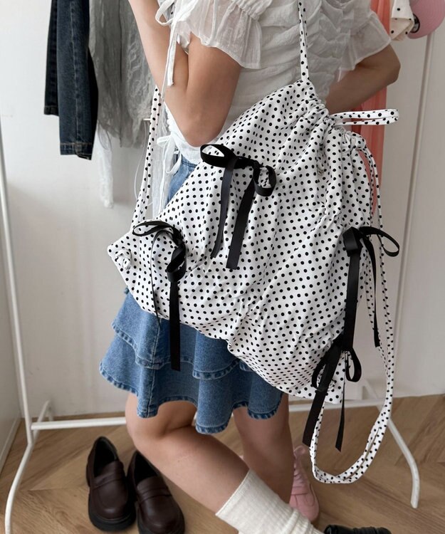 WEGO ドロストリボンギャザーナップサック 柄2