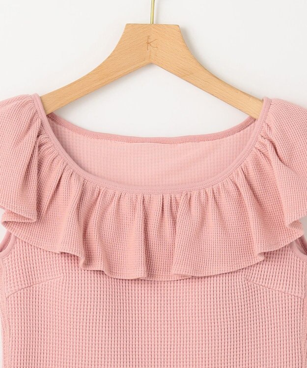 組曲 L 【組曲×setsuko sagittaire】カップ付きフリルTシャツ ピンク系