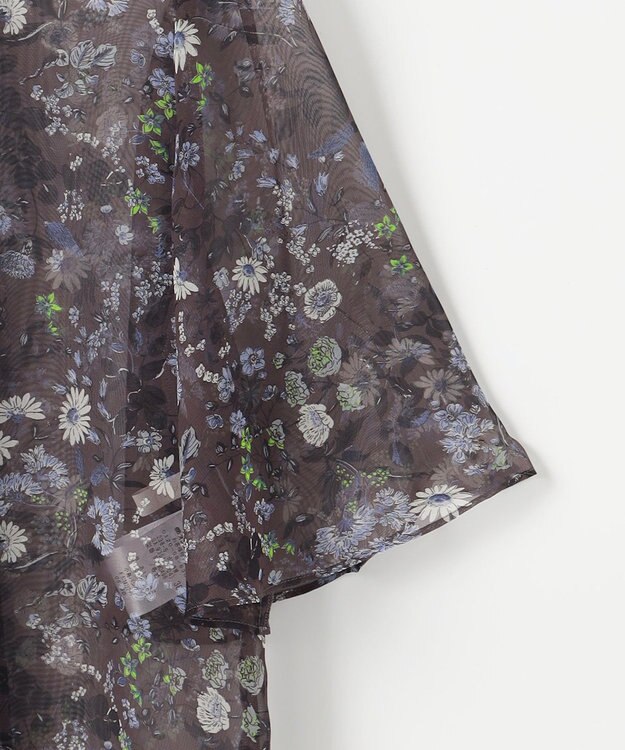 自由区 【セットアップ対応・洗える】ボタニカルフラワープリント ブラウス セピア系