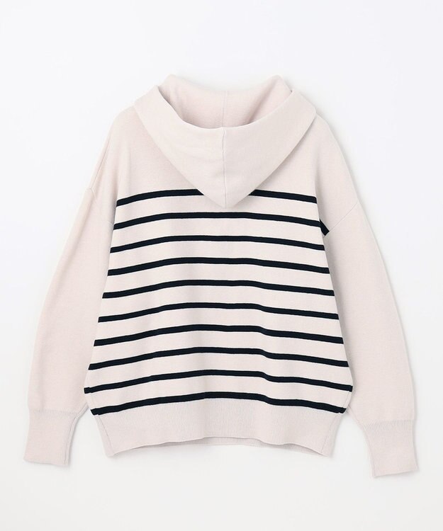 ANY 【洗濯機可】しあわせタッチハーフジップフーディー オイスターボーダー