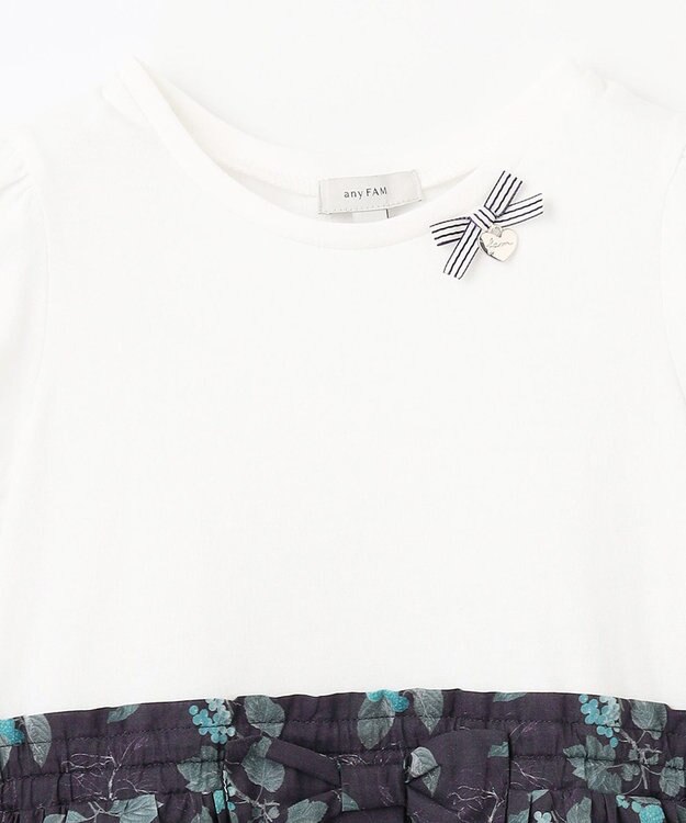 ANY KIDS ドッキング レトロ花柄 ワンピース ネイビー