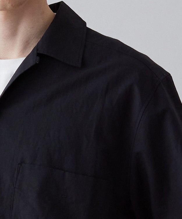 UNFILO MENS ライトリネン オープンカラーシャツ [23年春夏商品] ブラック