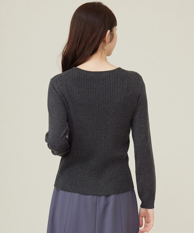 ANY SIS 【洗える】プチジュエル ニット チャコール