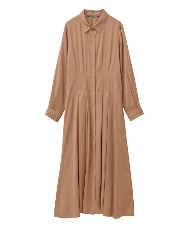 YECCA VECCA タックデザインシャツワンピース Camel