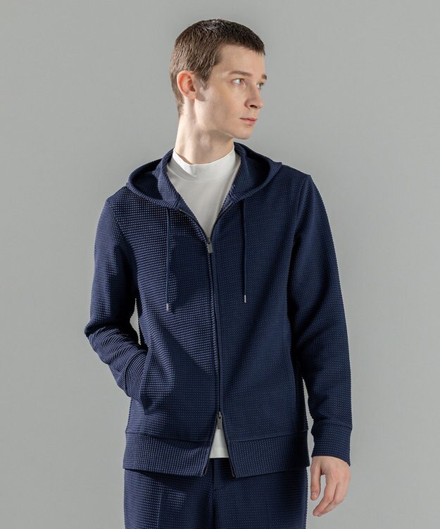 JOSEPH HOMME 新色追加【オリジナル素材/シワになりにくい】ライトタックジャージー ジップアップパーカー ネイビー系