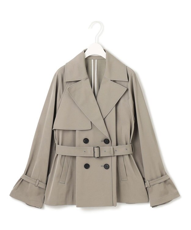 ICB トリアセコットンギャバジン ショートトレンチコート カーキ系