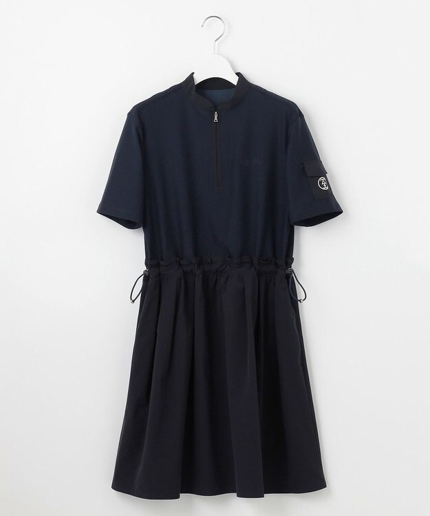 23区GOLF 【WOMEN】機能に優れた新素材「AIR TOOL」で暑い夏を快適に コンビ素材 ワンピース ネイビー系