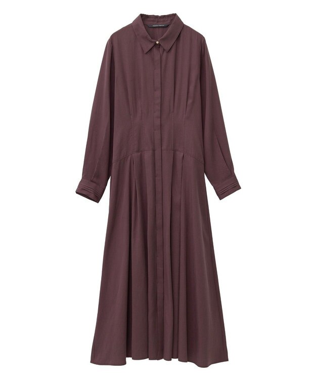 YECCA VECCA タックデザインシャツワンピース Bordeaux