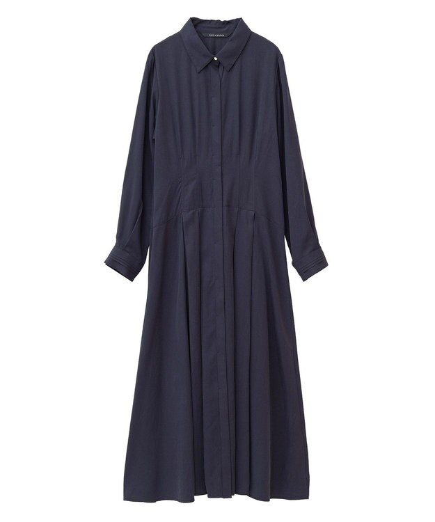 YECCA VECCA タックデザインシャツワンピース Navy